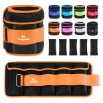 Adjustable Ankle Weights 1-8 LBS Pair with Removable Weight for Jogging, Gymnastics, Aerobics, Physical Therapy, Resistance Training|Each 0.8-4 lbs, Total 8LBS, Orange