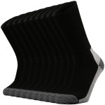 Ortis Men\'s Cotton Cushion Crew Socks Moisture Wicking Breathable Thick Warm Thermal for Athletic Heavy Duty Work Boot(Black Grey L)
