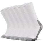 Ortis Men\'s Cotton Cushion Crew Socks Moisture Wicking Breathable Thick Warm Thermal for Athletic Heavy Duty Work Boot(White Grey XL)