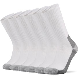 Ortis Men\'s Cotton Cushion Crew Socks Moisture Wicking Breathable Thick Warm Thermal for Athletic Heavy Duty Work Boot(White Grey XL)