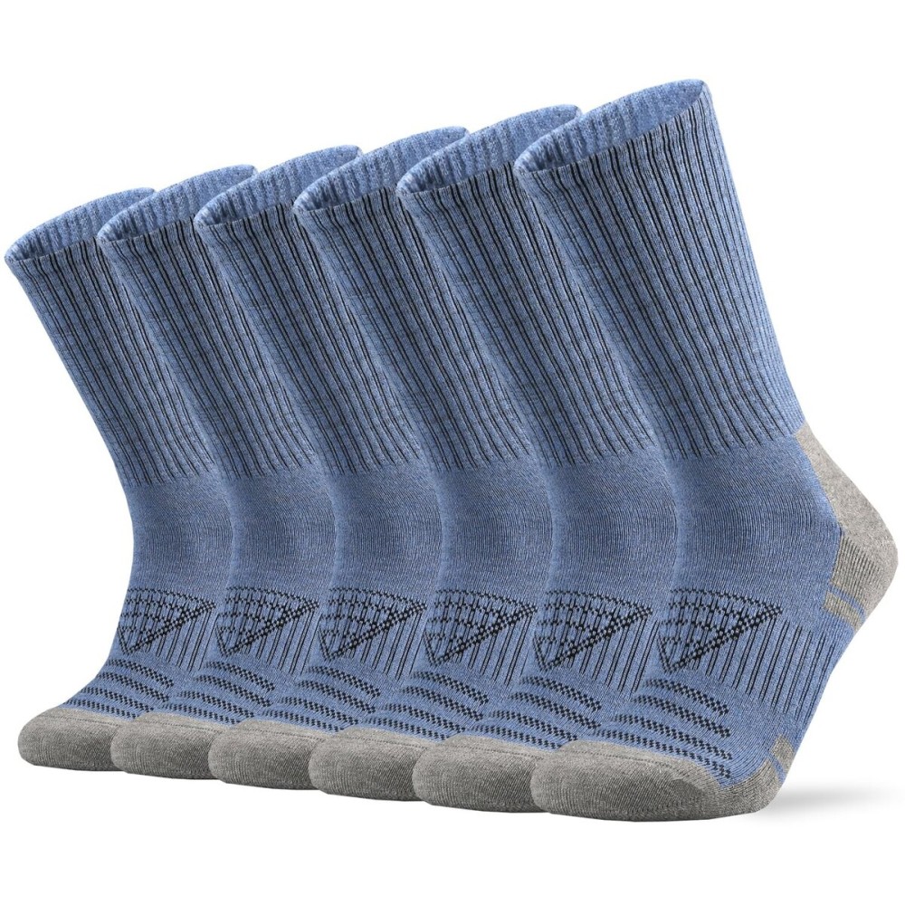 Ortis Cotton Moisture Wicking Breathable Work Boot Cushion Crew Socks for Men 10 Pack(Denim XL) 13 - 15