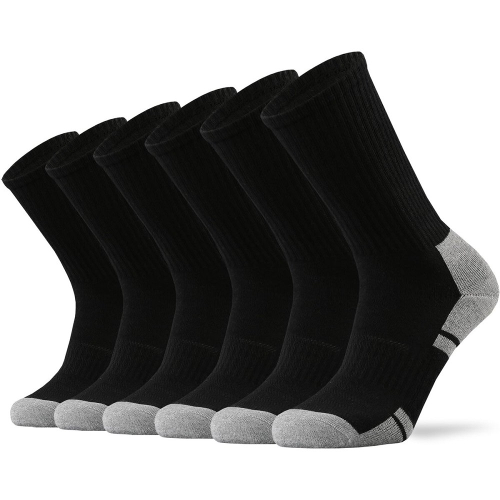 Ortis Men\'s Cotton Cushion Crew Socks Moisture Wicking Breathable Thick Warm Thermal for Athletic Heavy Duty Work Boot(BlackGrey L)