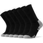 Ortis Men\'s Cotton Cushion Crew Socks Moisture Wicking Breathable Thick Warm Thermal for Athletic Heavy Duty Work Boot(BlackGrey L)