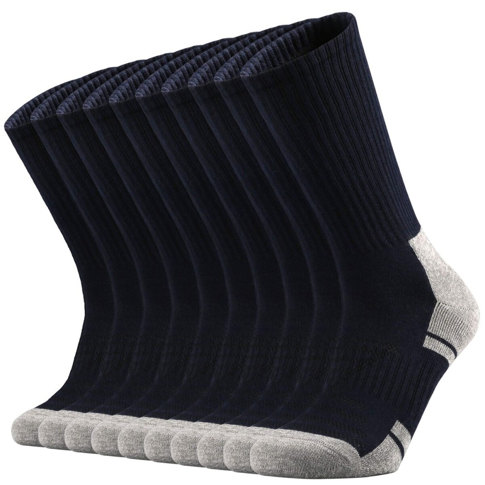 Ortis Men\'s Cotton Cushion Crew Socks Moisture Wicking Breathable Thick Warm Thermal for Athletic Heavy Duty Work Boot(NavyBLue XL)