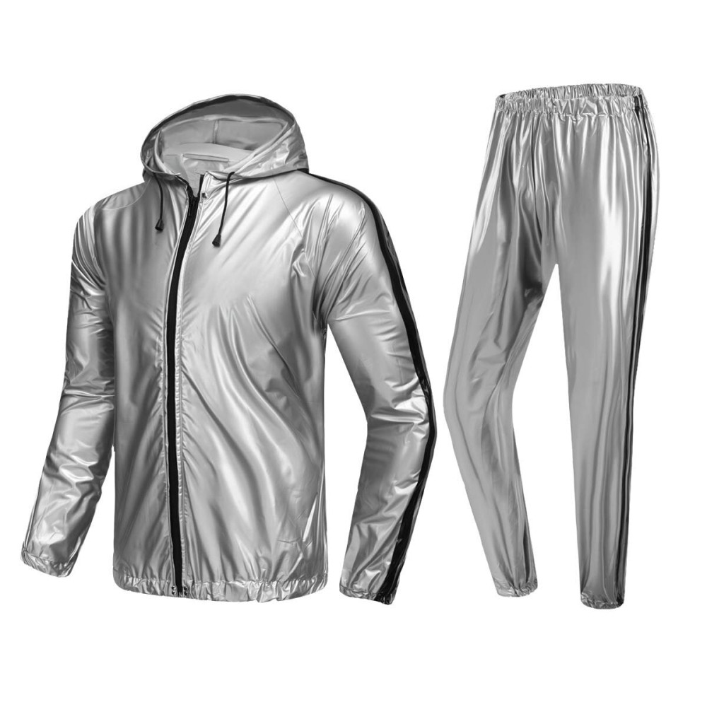 MulYeeh Weight Loss Sweat Suit Heavy Duty Full-Zip Sauna Suit Fitness Exercise Gym Top Pant with Hood for Men Women
