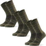 Ortis Men\'s Merino Wool Cushion Crew Socks with Moisture Wicking Control Light Weight Breathable for Outdoor Hiking Cycling(Green L)