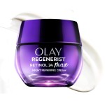Olay Retinol Night Cream for Women, MAX, Anti-Aging Face Moisturizer, Fragrance-Free, Gift for Women, Non Greasy - Anti-Wrinkle, Hydrating Skin Care - Triple Collagen Cream, Niacinamide, 1.7oz