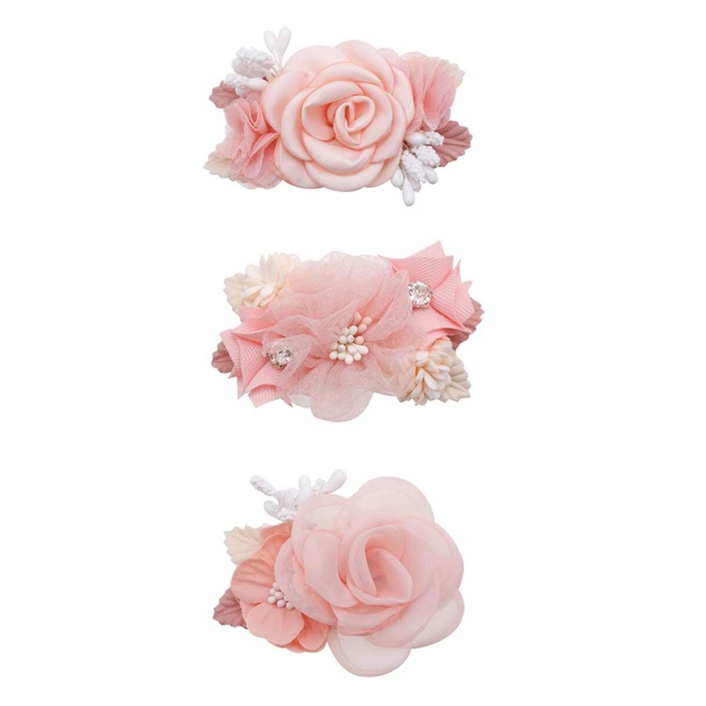 Flower Hair Clips Set-Cherrboll 3pcs Floral Hair Bow Accessories for Baby Girl Toddles Teen Gifts