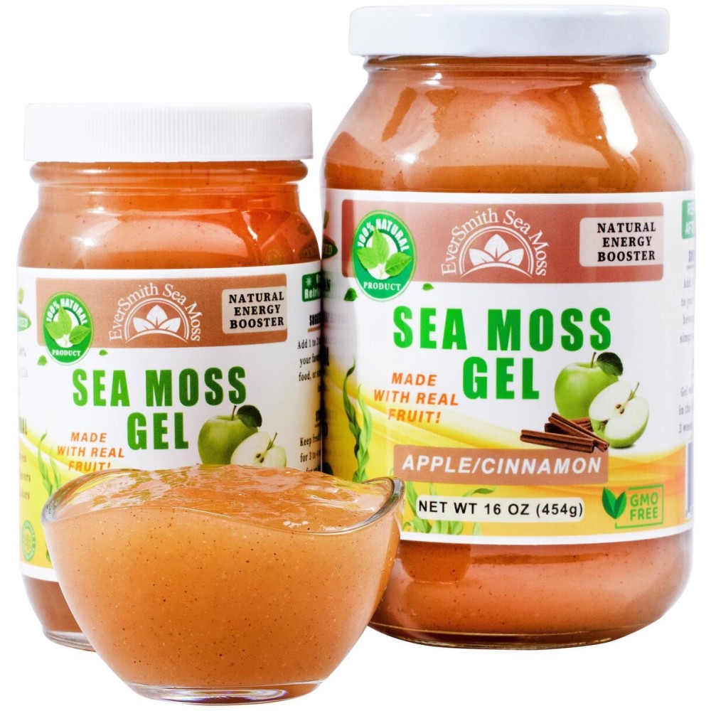 EverSmith Organics - Wildcrafted Irish Sea Moss Gel | Made in USA | Rich in Vitamins & Minerals | Sea Moss Gel Raw | Nutritional Supplement | Apple (16 oz)