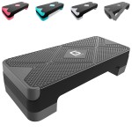 GYMMAGE Adjustable Workout Aerobic Stepper, Aerobic Exercise Step Platform with 2 Risers, Exercise Step Deck for Fitness, 26.5 Trainer Stepper with Non-Slip Surface Home Gym & Extra Risers Options