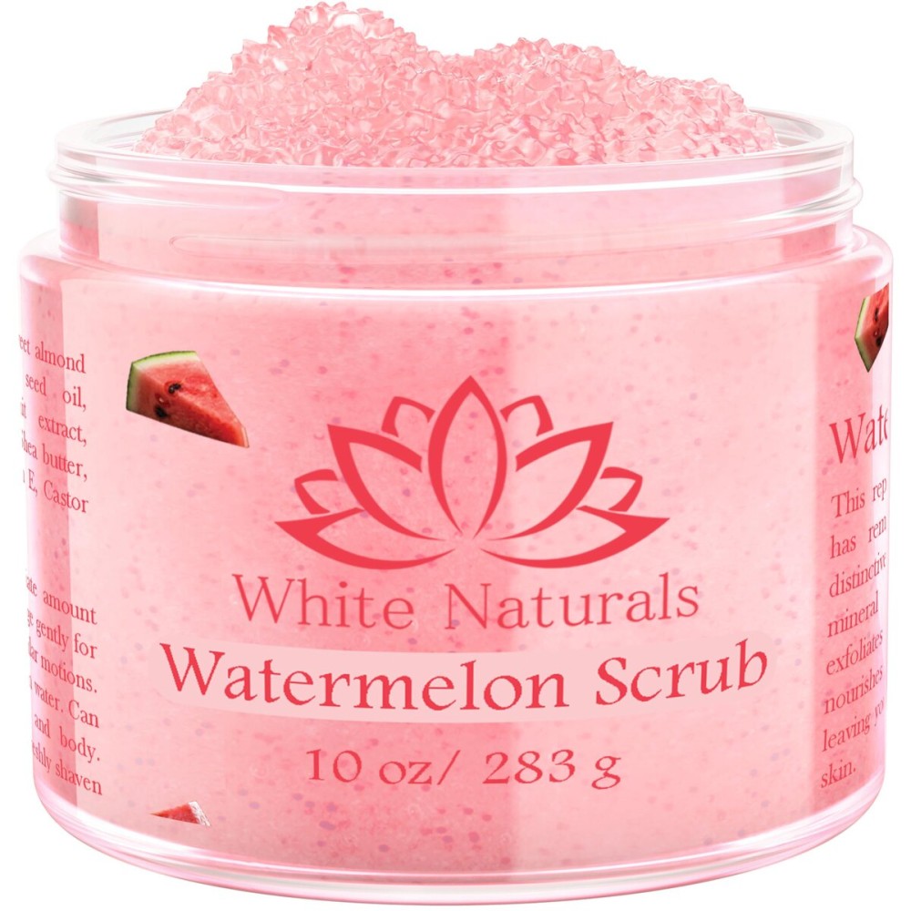 Organic Pink Watermelon Body Scrub, Pure Natural Gentle Exfoliator For Smooth & Soft Skin, Best Shower Exfoliating Salt Skincare Scrub, Hydrating & Moisturizing Face Foot Hands, Great Gift for Women