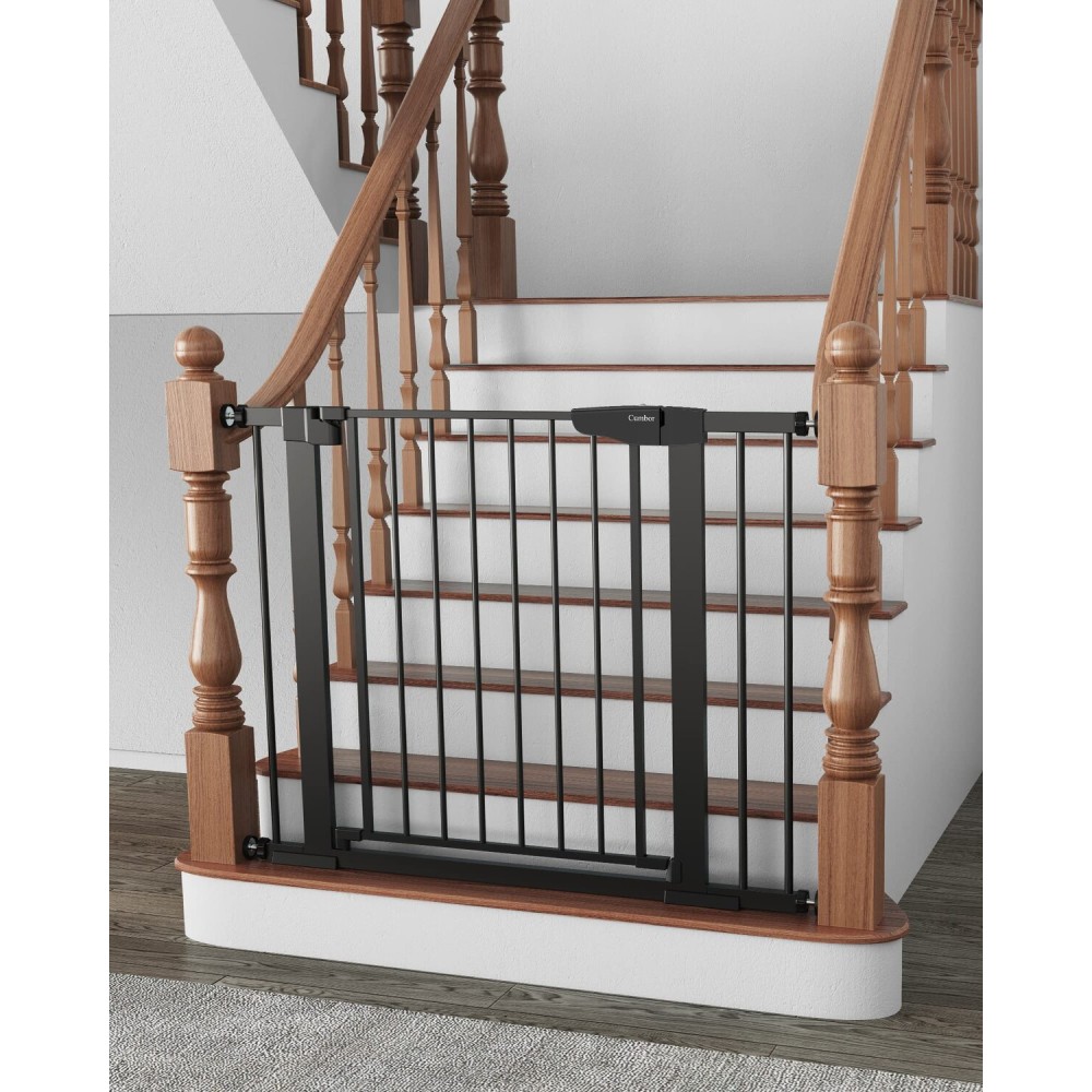 Cumbor 29.7-40.6 Baby Gate for Stairs, Baby Essential Safety Gate, Mom\'s Choice Awards Winner-Dog Gate for Doorways, Pressure Mounted Auto-Close Pet Gates for Dogs Indoor, Durable Child Gate, Black
