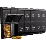7 Day Extra Large Pill Organizer 2 Times a Day, Weekly Pill Box Twice a Day, XL AM PM Pill Case, Oversized Daily Medicine Organizer for Vitamin, Big Pill Container (Black)
