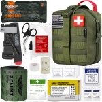 EVERLIT Emergency Trauma Kit, CAT GEN-7 Tourniquet 36 Splint, Military Combat Tactical IFAK for First Aid Response, Gun Shots, Severe Bleeding Control (OD Green)