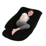 Jcickt Pregnancy Pillow J-Shaped Full Body Pillow, 59 inch with Velvet Cover Easy to Remove and Wash, Support Pregnant Women\'s Backs Legs and HIPS, Improve Sleep,Pregnancy Pillow for Women Black