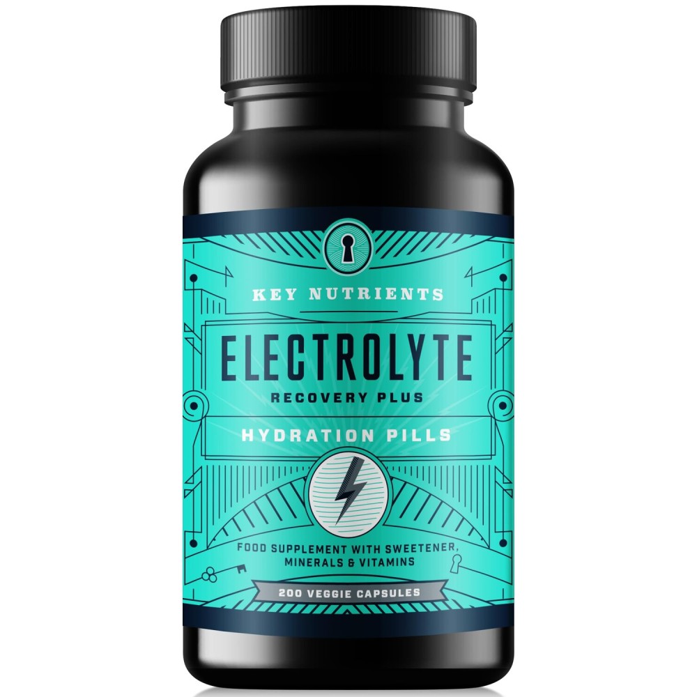 KEY NUTRIENTS Electrolyte Tablets, 200 Capsules, Salt for Dehydration, Fasting Electrolytes- Salt Pills with Electrolytes, No Sugar, Gluten Free Hydration Tablets Made in USA