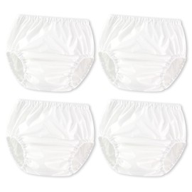 Joyo roy White Diaper Covers for Girls Plastic Underwear for Potty Training Swim Diaper Covers for Toddlers 4Pcs Rubber Training Pants for Toddlers Waterproof Plastic Pants for Toddler Boys 1T