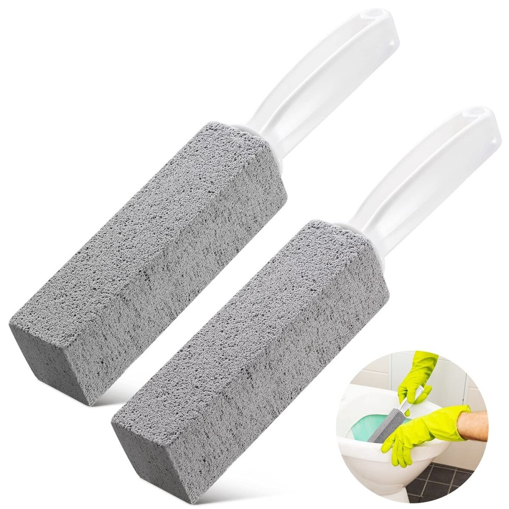 Kadden 2 Pack Toilet Cleaner Hard Water Build up Remover with Ergonomic Handle, Pumice Stone Cleanning Tool Stain Hard Water Ring Cleaner for Toilet, Pool, Bathroom, Sink