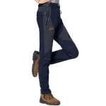 Rdruko Women\'s Ski Pants Waterproof Insulated Outdoor Hiking Winter Softshell Cold Weather Snow Pants(Navy, US M)