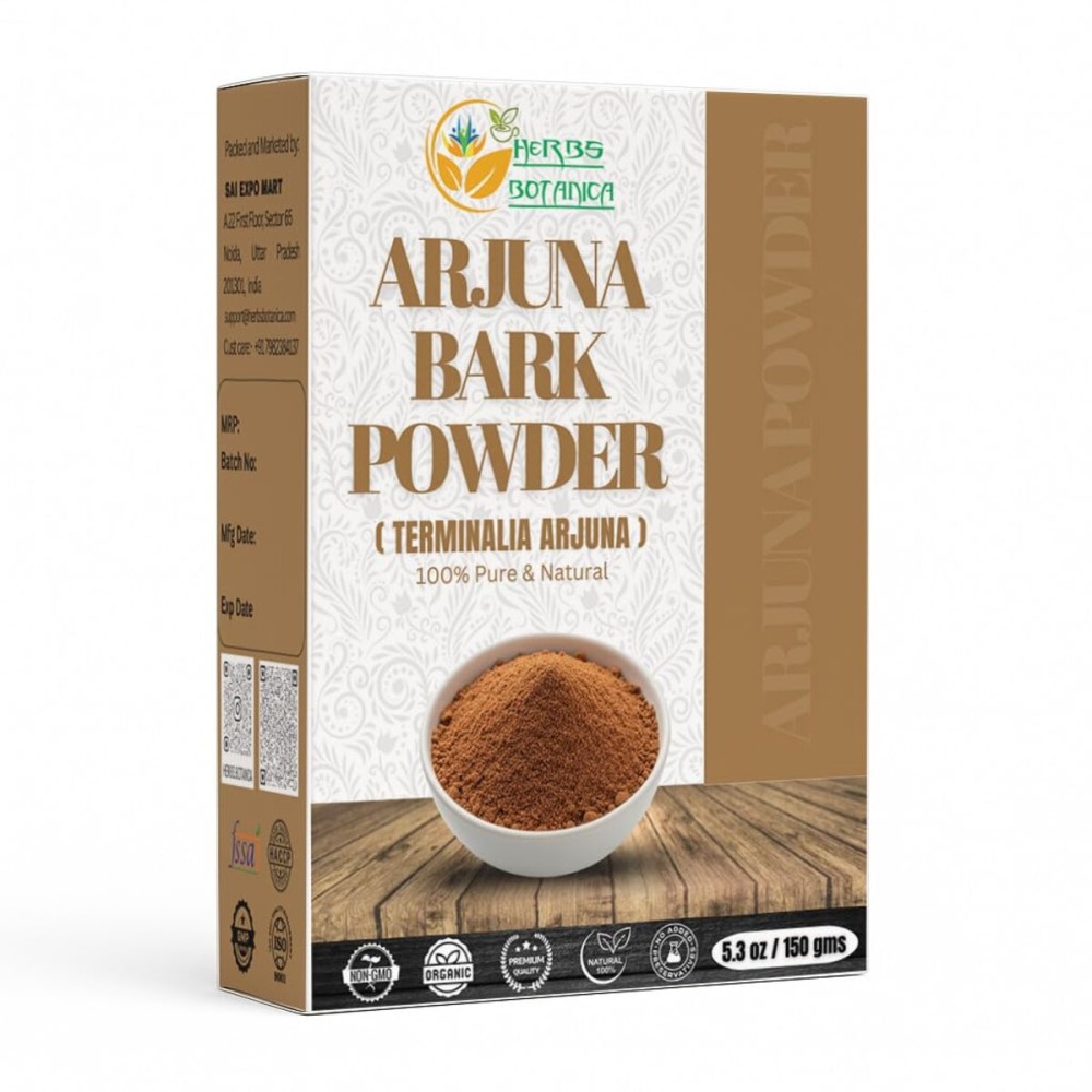 Herbs Botanica Arjuna Powder 100% Pure Arjuna Bark Powder (Arjun Ki Chaal) for Herbal Tea & Wellness - Finely Ground Tree Bark Powder for DIY Use - 5.3 oz Pack