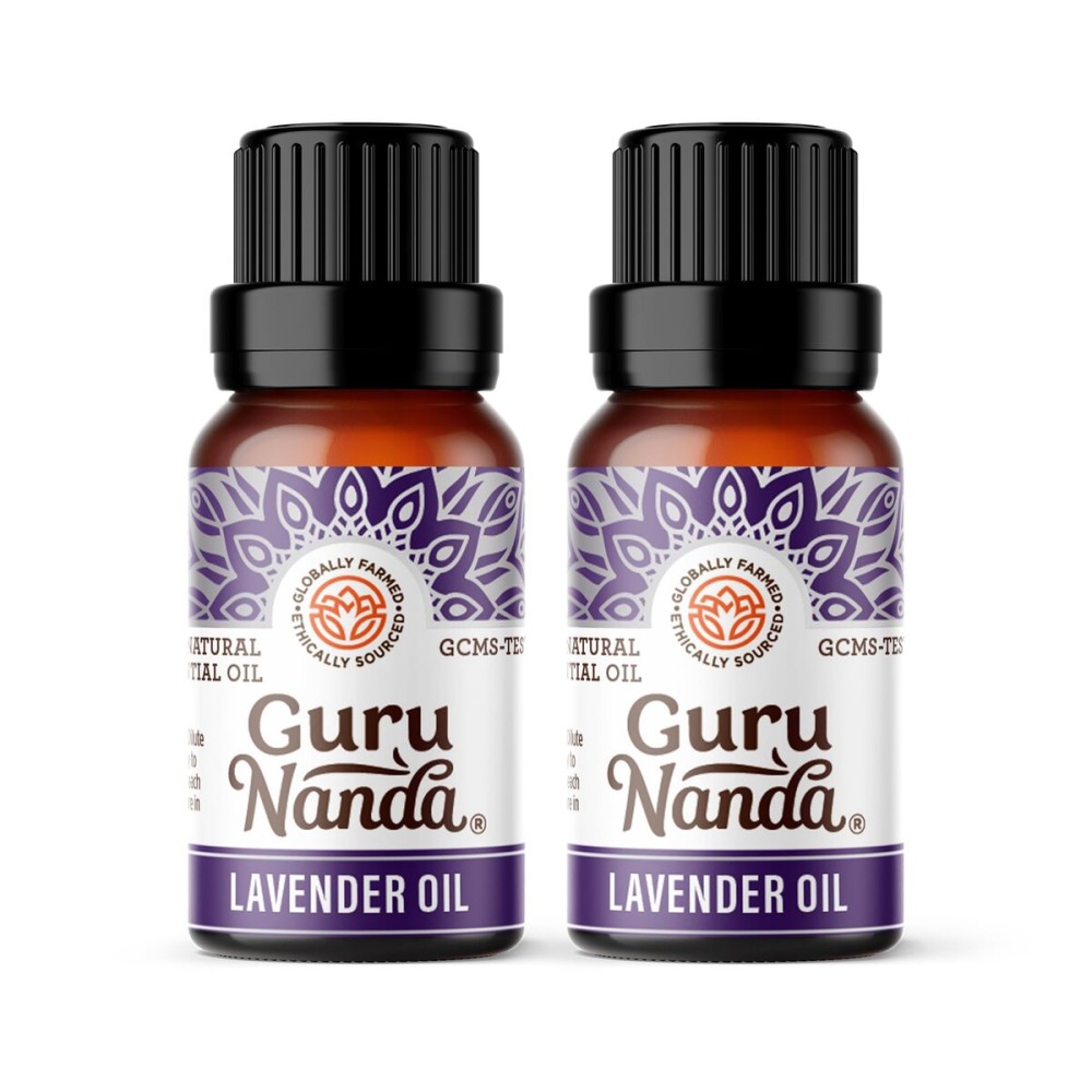 GuruNanda Lavender Essential Oil, 100% Pure, Natural & Undiluted Aromatherapy Oil for Diffusers, Massage & DIY Recipes, Aids in Feeling of Relaxation and Calmness (2X0.5 Fl Oz)