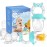 Baby Fruit Food Feeder Pacifier - Fresh Teething Pacifiers, Infant Fruit Teething Teether Toy for 3-24 Months, 6 Pcs Silicone Pouches for Toddlers & Kids & Babies, Piggy Handle 2-Pack (Blue)