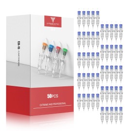 Dragonhawk Extreme Assorted Tattoo Needles Cartridges - 50PCS Disposable Professional Needles 3RL 5RL 7RL 9RL 11RL Round Liner 12 Mixed Sizes for Tattoo Artists