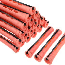 WILLBOND 60 Pcs Short Perm Rods Natural Hair Perm Rods with Elastic Rubber Band Non Slip Plastic Perming Cold Wave Kit for Women Hairdressing Styling Tool(0.5 Inch,Orange)
