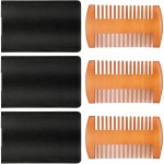 Natural Sandalwood Dual Action Beard and Mustache Comb with Leather Case (Yellow)