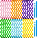 30 Pieces Heatless Waves Curlers Spiral Curls Styling Kit No Heat Hair Waver Spiral Curlers Rollers with 2 Pieces Styling Hooks for Most Hairstyles (30 cm)