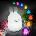Glinrui Rabbit Night Lights for Kids, Babies Nursery Lamp, Kids lamp, Child Bedroom Bedside Lamp, Changeable Brightness & Color Children\'s Table Night-Lights, Holiday Gifts, Child Gift - Medium