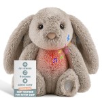 Gemma Joy Baby Sleep Soother Bunny for Baby - Cry Activated Heartbeat Stuffed Animal - Rechargeable Crib Soother with White Noise, Shush, Lullabies & Night Light - Newborn Essentials Must Haves