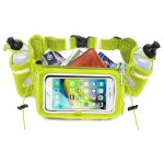 Runtasty Lime Green Hydration Belt - Running Fuel Belt w/ 2 BPA-Free 10 oz Water Bottles, Dual Tilt-Up Pocket w/Touchscreen Cover - Water-Resistant, Fits All iPhones & Android, No-Bounce Design