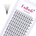 FADLASH 0.07mm C Curl 10D Premade Volume Eyelash Extensions, 10mm Pointed Base Middle Stem, 120pcs/tray, Black, PBT Fiber, Cruelty Free