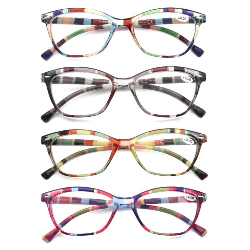 HEEYYOK 2.5 Reading Glasses Women Small Face 4-Pack Colorful Reader For Womens Cheaters Reading Ladies Lightweigth Flexible Spring Hinge