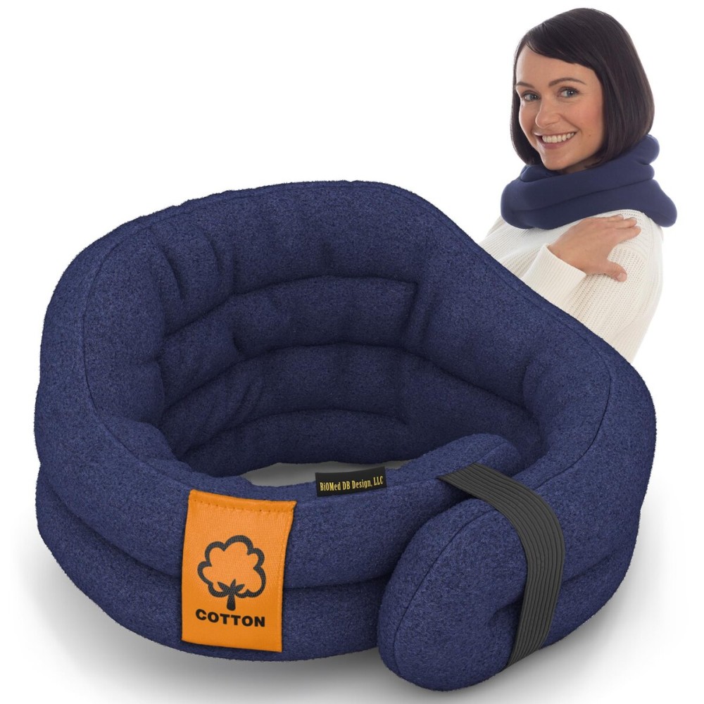 SunnyBay Microwave Heating Pad, Microwavable Cold or Heated Neck and Shoulder Wrap, Moist and Weighted Hands-Free Beanbag Pack with Wide Neck Coverage 26 Inches Long-Length Cotton, Navy Blue