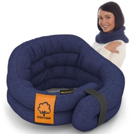 SunnyBay Microwave Heating Pad, Microwavable Cold or Heated Neck and Shoulder Wrap, Moist and Weighted Hands-Free Beanbag Pack with Wide Neck Coverage 26 Inches Long-Length Cotton, Navy Blue