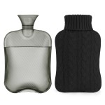 samply Hot Water Bottle with Knitted Cover, 2L Hot Water Bag for Hot and Cold Compress, Hand Feet Warmer, Ideal for Menstrual Cramps, Neck and Shoulder Pain Relief,Black