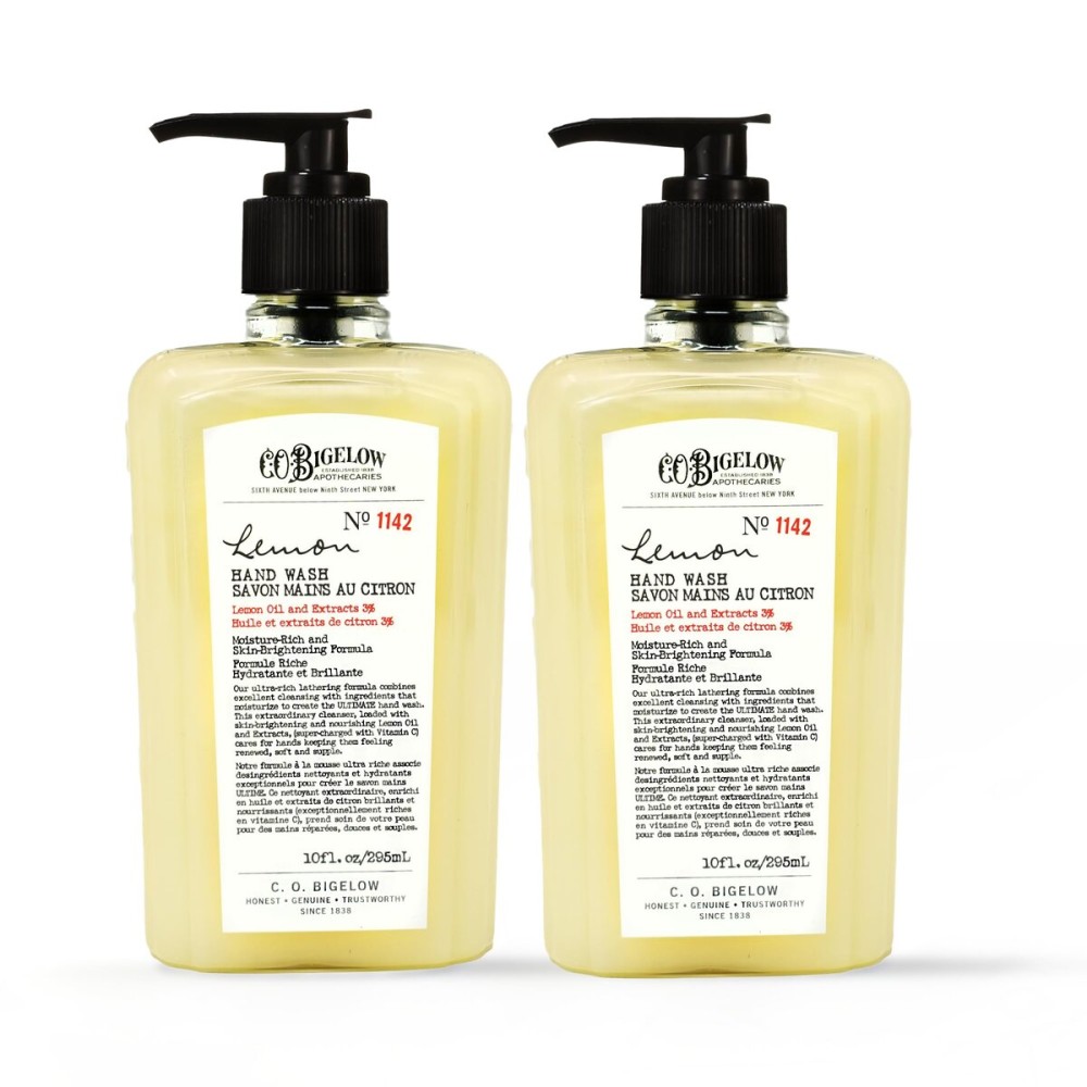 C.O. Bigelow Lemon Hand Wash, Pack of 2 Liquid Hand Soap with Lemon Extract & Aloe Vera, 10 Fl Oz