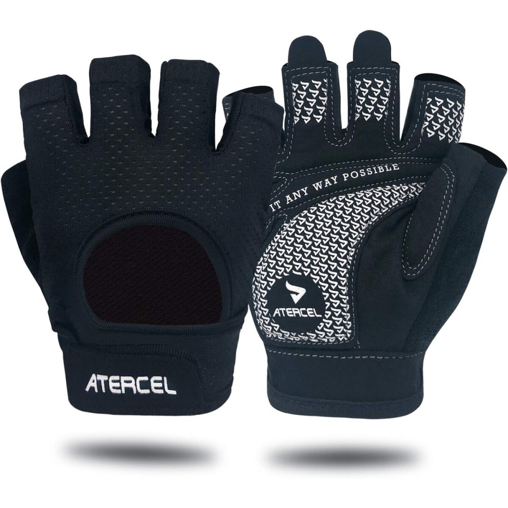 ATERCEL Weight Lifting Gloves Full Palm Protection, Workout Gloves for Gym, Cycling, Exercise, Breathable, Super Lightweight for Mens and Women(Black, L)
