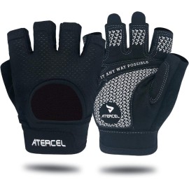 ATERCEL Weight Lifting Gloves Full Palm Protection, Workout Gloves for Gym, Cycling, Exercise, Breathable, Super Lightweight for Mens and Women(Black, L)