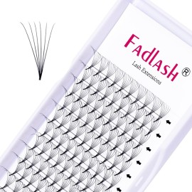 FADLASH Volume Lash Extensions 6D 0.07mm D Curl 14mm Pointed Base Middle Stem Premade Fans Soft|Optinal 10D|16D Thickness 0.07 0.10mm C D Curl 8-20mm Length (6D-0.07-D, 14mm)