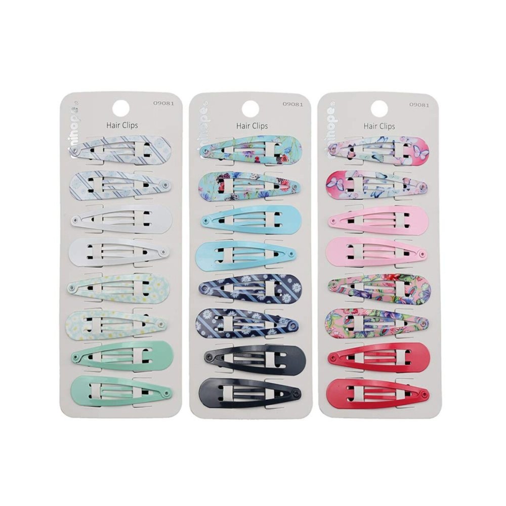 minihope snap clips for grils, snap hair clips for women, Printed pattern, fashionable and elegant,5cm,24 Count (Pack of 1)