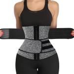 KIWI RATA Neoprene Sauna Waist Trainer Corset Sweat Belt with 2 Straps for Women Sweat Band Compression Cincher Workout Fitness Trimmer,1 Zipper Grey,X-Small