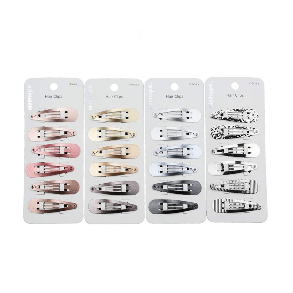 minihope snap hair clips for women,Fashion metallic colors,Instantly make you the center of attention at a party,5cm,24 Count (Pack of 1)
