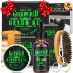 Beard Kit Beard Grooming Kit w/Beard Oil Balm Brush Comb Scissor e-Book Christmas Stocking Stuffers Gifts Ideas for Men Him Dad Boyfriend Husband Mens