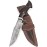 BIGCAT ROAR Leopard Hunter - Handmade Damascus Steel Fixed Blade Hunting Knife 12 - Walnut Wood Handle & Leather Sheath - Hunting, Outdoor Survival, Bushcraft EDC Long Knife - Collector Gifts for Men