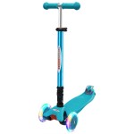 ChromeWheels Foldable Scooters for Kids, Deluxe Kick Scooter 4 Adjustable Height 132lbs Weight Limit 3 Wheel, Lean to Steer LED Light Up Wheels, Best Gifts for Girls Boys Age 3-12 Year Old, Aqua