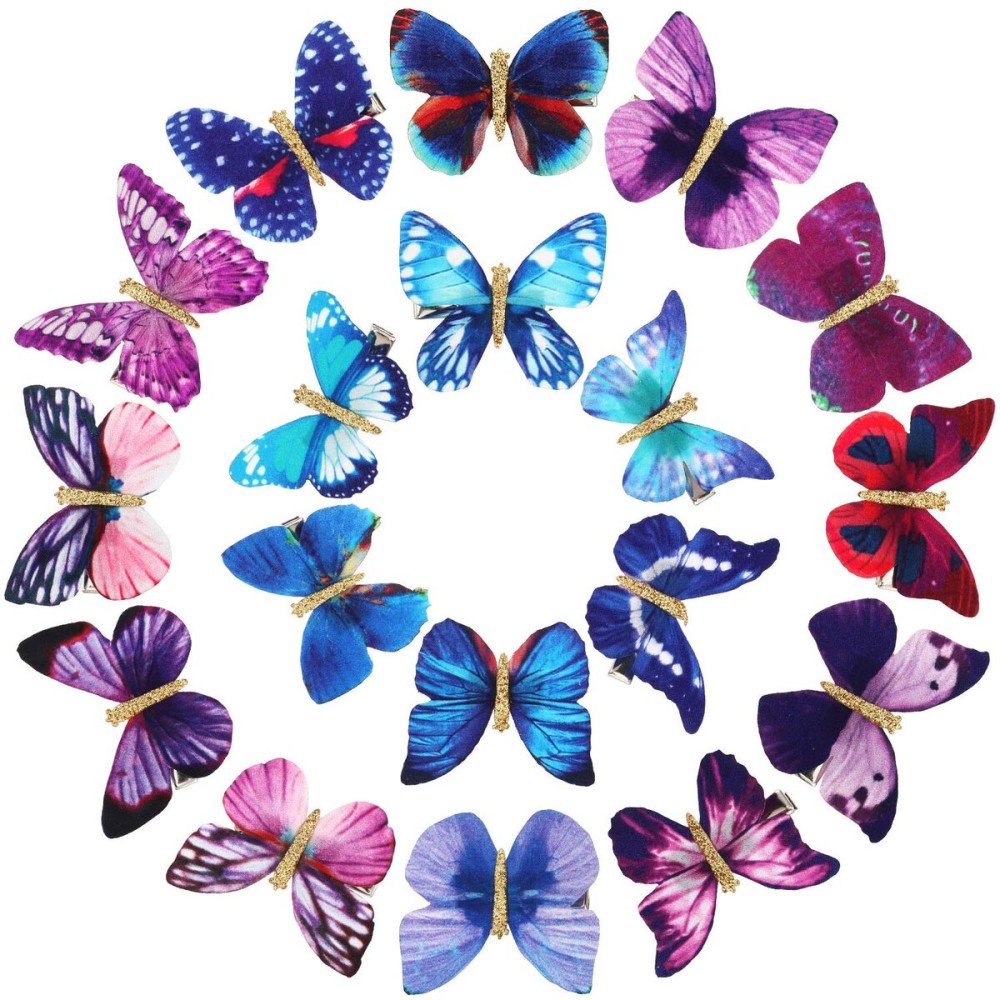 Boao 18 Pieces Glitter Butterfly Hair Clips for Girls Teens Women Hair Accessories (Mysterious Styles)