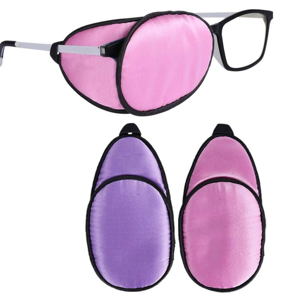 eZAKKA Eye Patches for Adults Kids Eye Patch for Glasses Silk Patch for Lazy Eye Amblyopia Strabismus and After Surgery (Purple + Pink)